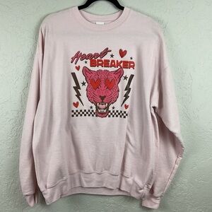 Women’s Heart Breaker Light Pink Graphic Sweatshirt Size Large